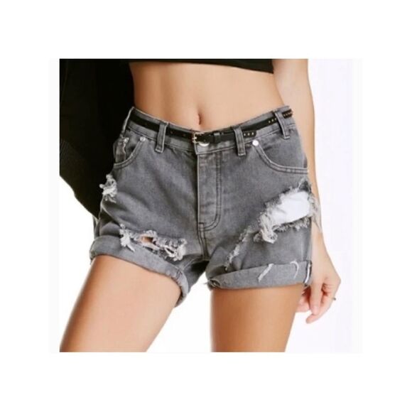 One Teaspoon Gray Chargers Relaxed Fit Shorts 26 - Picture 1 of 12
